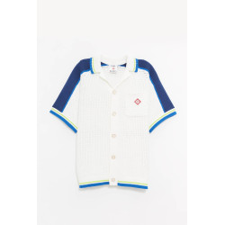 CASABLANCA WHITE BLUE CROCHET SHIRT
